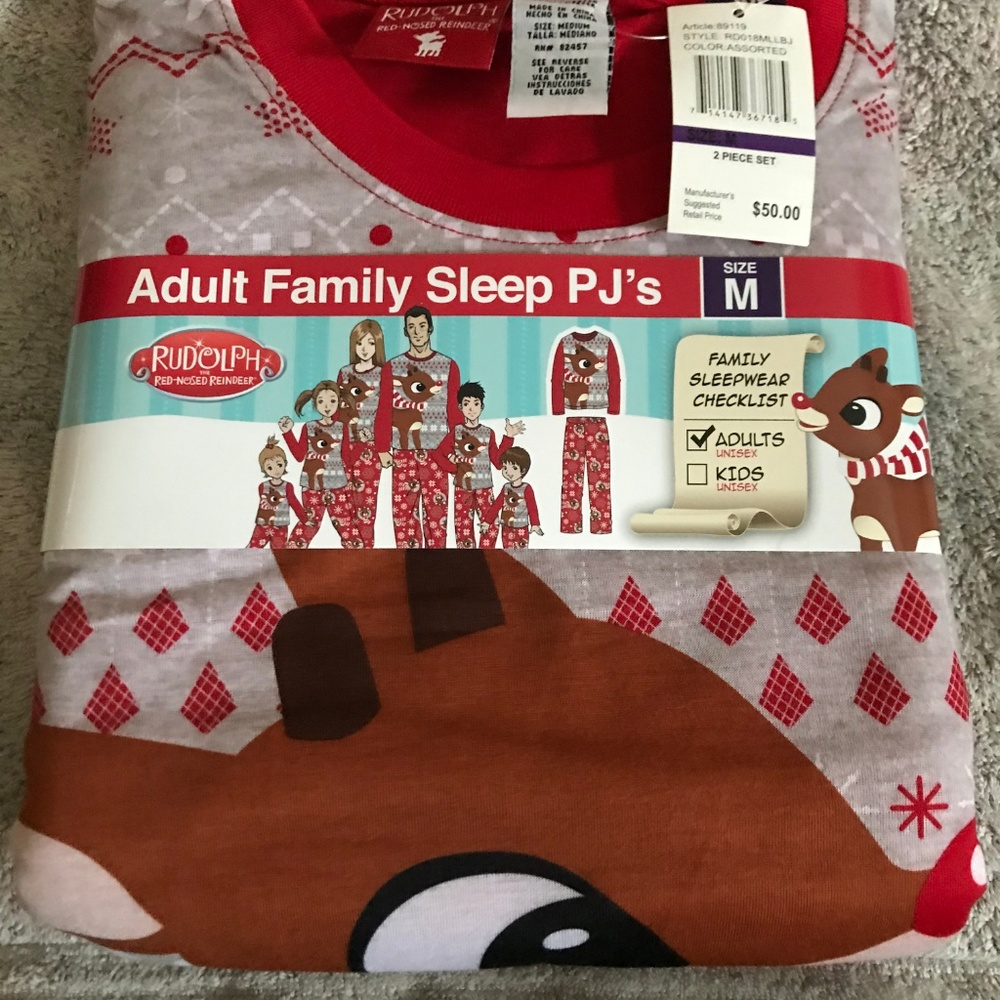 Adult Medium Rudolph the Red Nose reindeer PJ'S